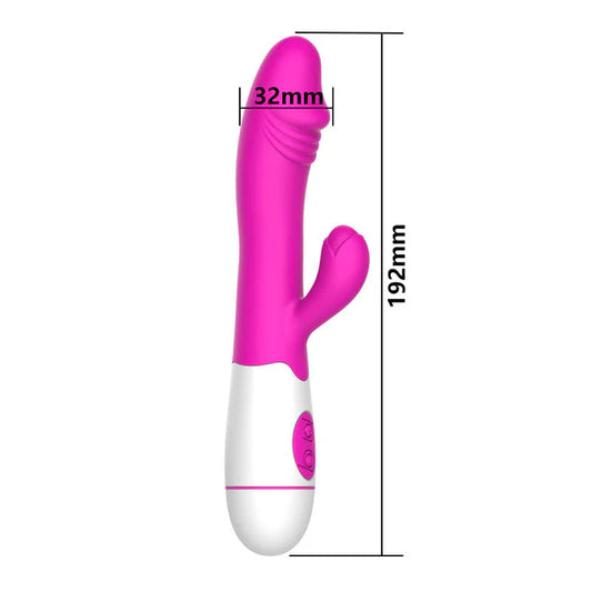 VIBROMASSEUR RABBIT ROSE AVEC GLAND 30 PROGRAMMES 20CM