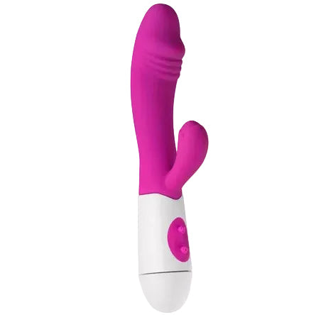 VIBROMASSEUR RABBIT ROSE AVEC GLAND 30 PROGRAMMES 20CM