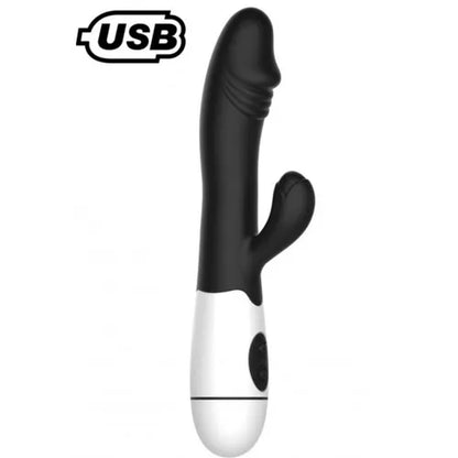 VIBROMASSEUR RABBIT NOIR AVEC GLAND 30 PROGRAMMES USB 20CM