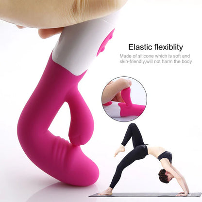 VIBROMASSEUR RABBIT ROSE AVEC GLAND 30 PROGRAMMES 20CM